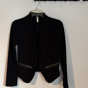 Tyche Black Open-Front Blazer with Zip Pocket Detail